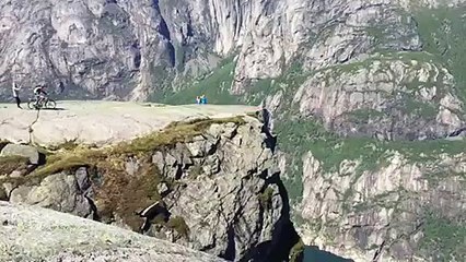 Crazy Norwegian falls off huge cliff