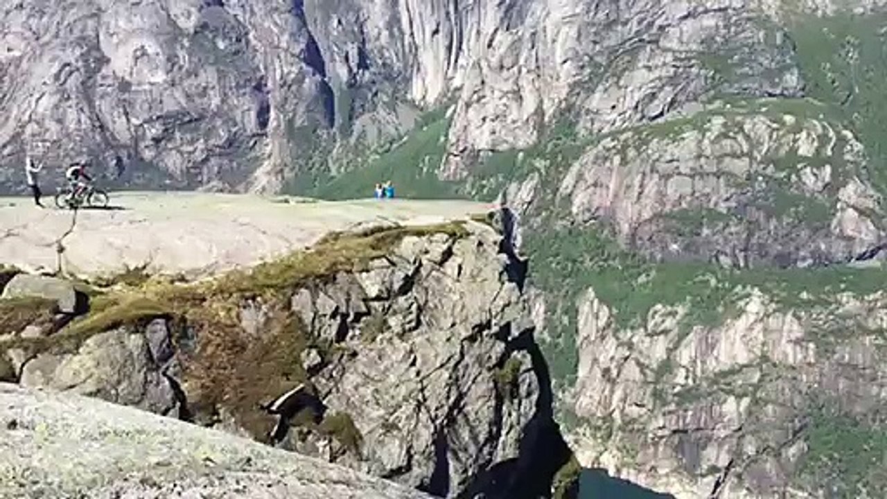 Crazy Norwegian falls off huge cliff
