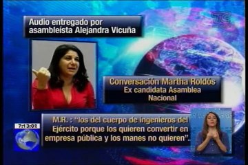 Asambleísta Vicuña difunde audios de opositora Martha Roldós
