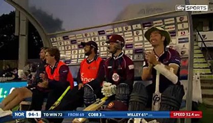 Hitting in t20 Blast by Willey 34 Runs in an over