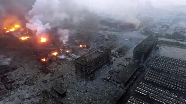 China explosion: Drone footage shows Tianjin blast site BBC News