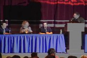 Kevin Smith moderates Sci Fi's Battlestar Galactica panel.