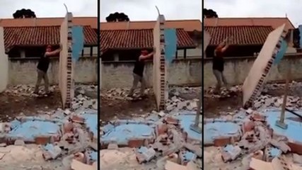 Construction Worker Survives Unexpected Wall Collapse