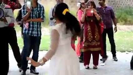Little girl dancing on road for charity