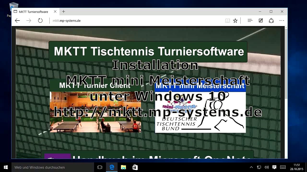 MKTT mini Meisterschaft installieren unter Windows 10