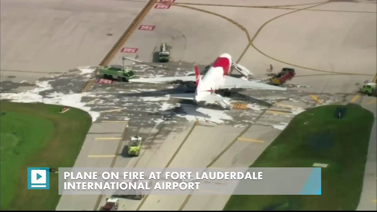 Plane catches fire on runway at Fort Lauderdale airport