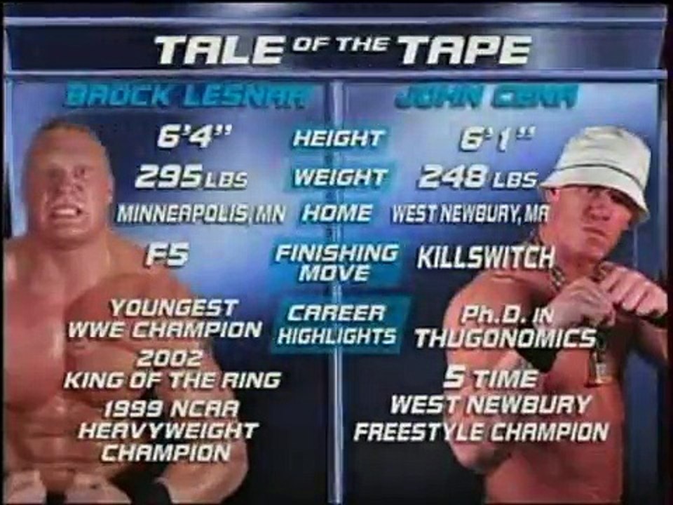 WWE Smackdown - Brock Lesnar vs John Cena (13th February 2003