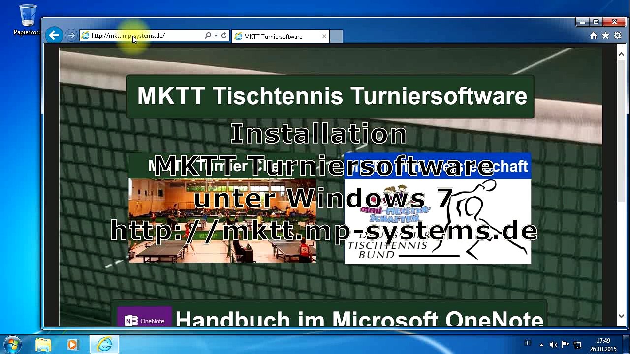 MKTT Turniersoftware installieren unter Windows 7