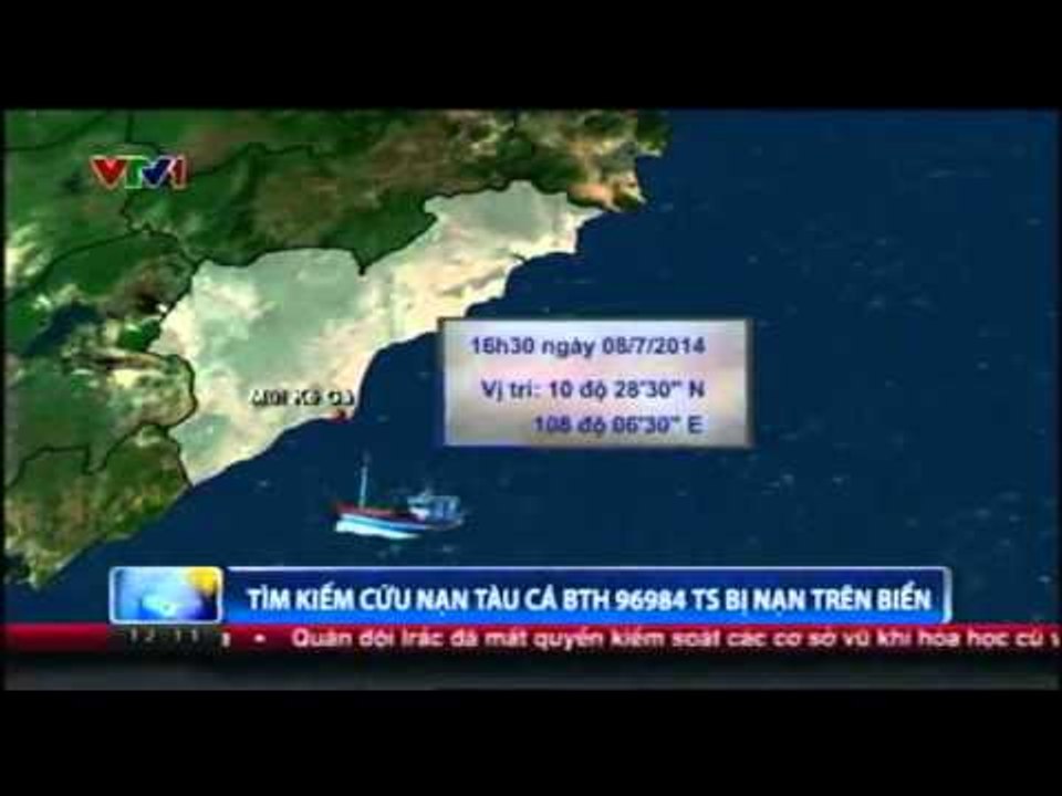 Tìm kiếm cứu nạn tàu cá BTH 96984 TS bị nạn trên biển