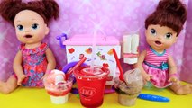 BABY ALIVE EATS DAIRY QUEEN!!! Ice Cream Challenge   Lucy Doll Poop Diaper & Bath Time