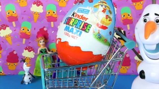 Olaf shops for 2 Maxi Kinder Surprise Eggs Looney Tunes Shopkins Frozen Egg Toys