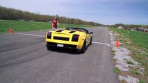 LOUD Twin Turbo Gallardo Spyder Acceleration Sounds, Flames, Echos