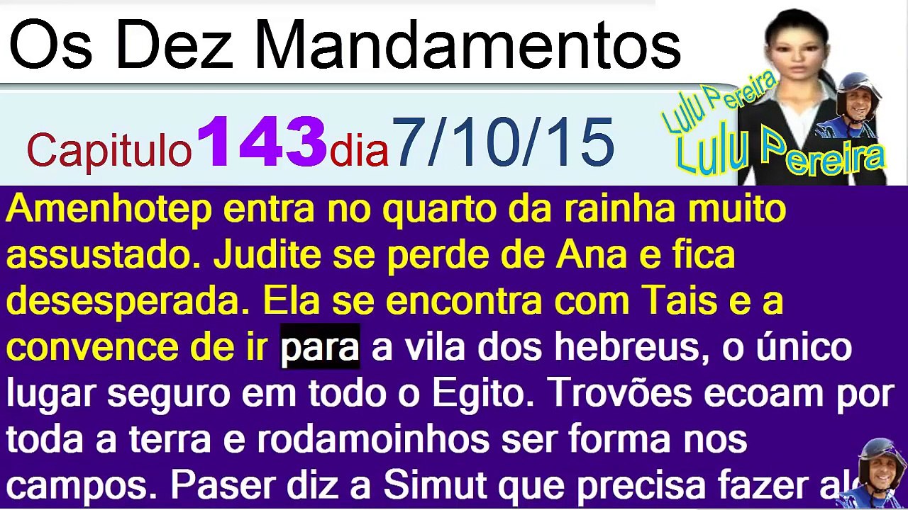 Os Dez Mandamentos capítulo 144 quinta feira (8/10/2015)resumo