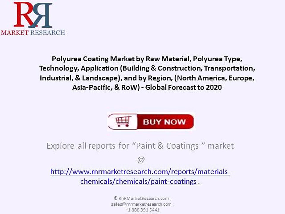 World Polyurea Coating Market Forecast to 2020: Investment Purpose Analysis