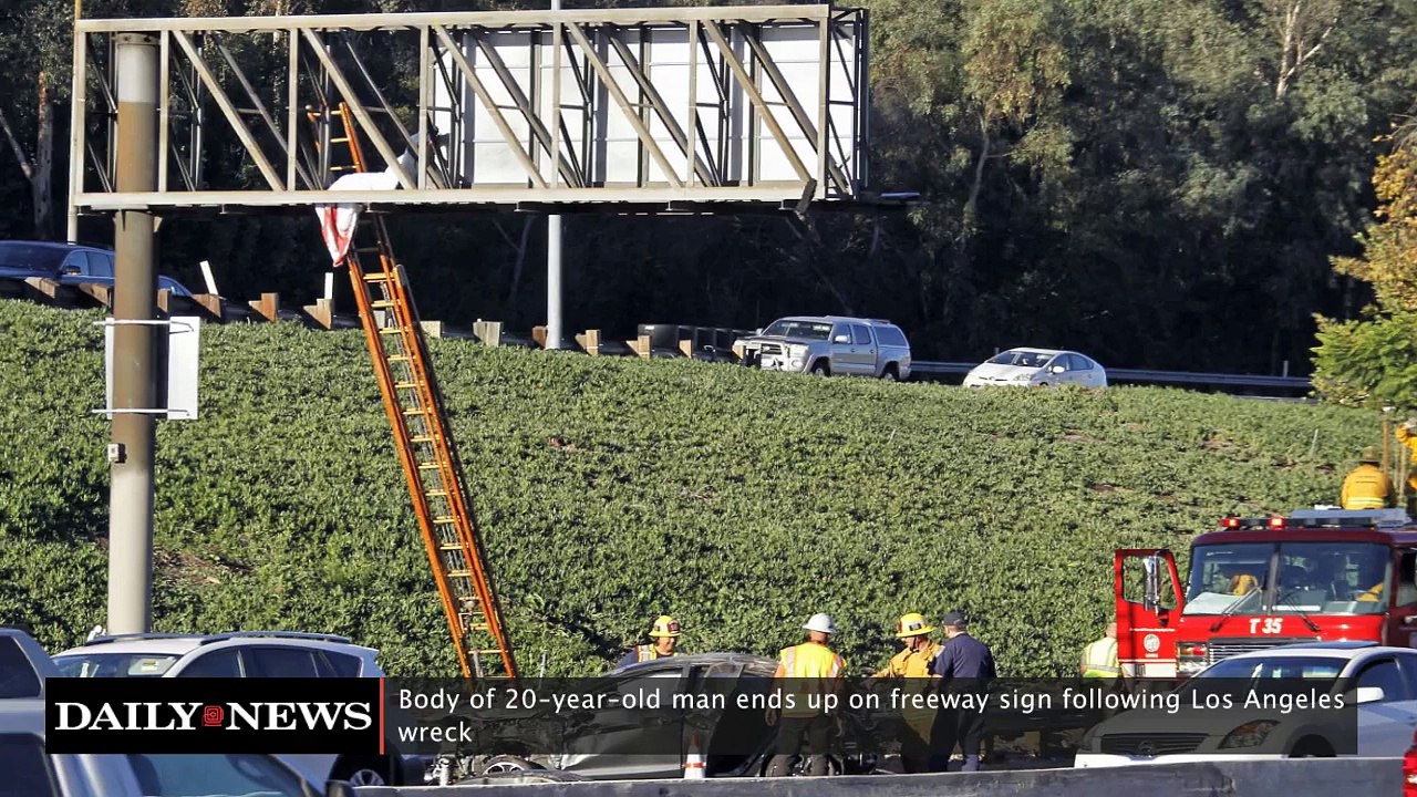 Body of 20-year-old Man Ends up on Freeway Sign Following Los Angeles Wreck