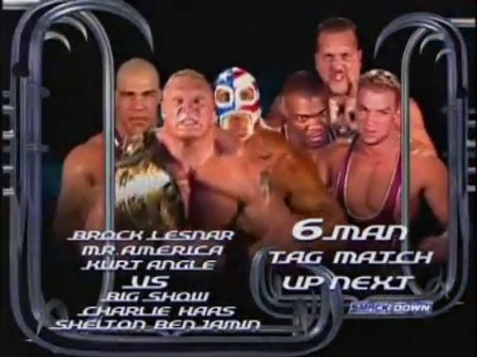WWE Smackdown - Brock Lesnar, Kurt Angle and Mr America vs WGTT and Big Show (26th June 2003)