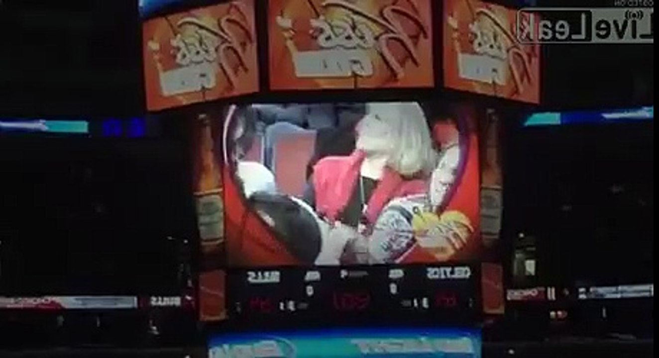 EXTENDED- Benny the Bull saves the day on this Epic Kiss Cam 1/3/15 Bulls vs Celtics