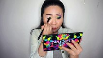 AQUATIC NEON BLUE PURPLE AND GREEN MAKEUP TUTORIAL WITH URBAN DECAY ELECTRIC PALETTE | THERESIA FEEG