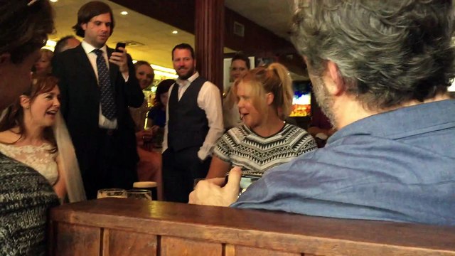 Amy Schumer in Irish singalong with Glen Handsard and Judd Apatow for newlyweds in Dublin pub