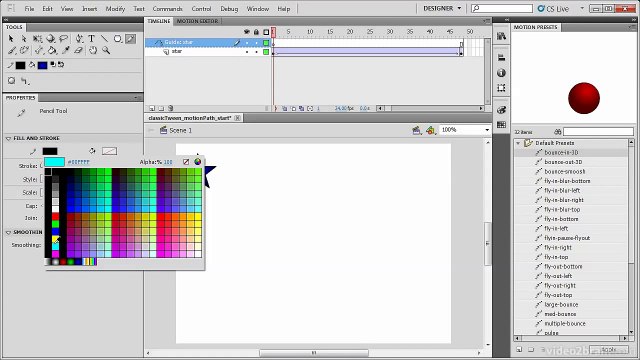 Adobe Flash CS5: Using a Motion Guide with a Classic Tween