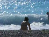 Lefkada 2009, young italian girl and big ...waves