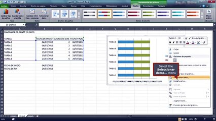 Diagrama de Gantt con excel