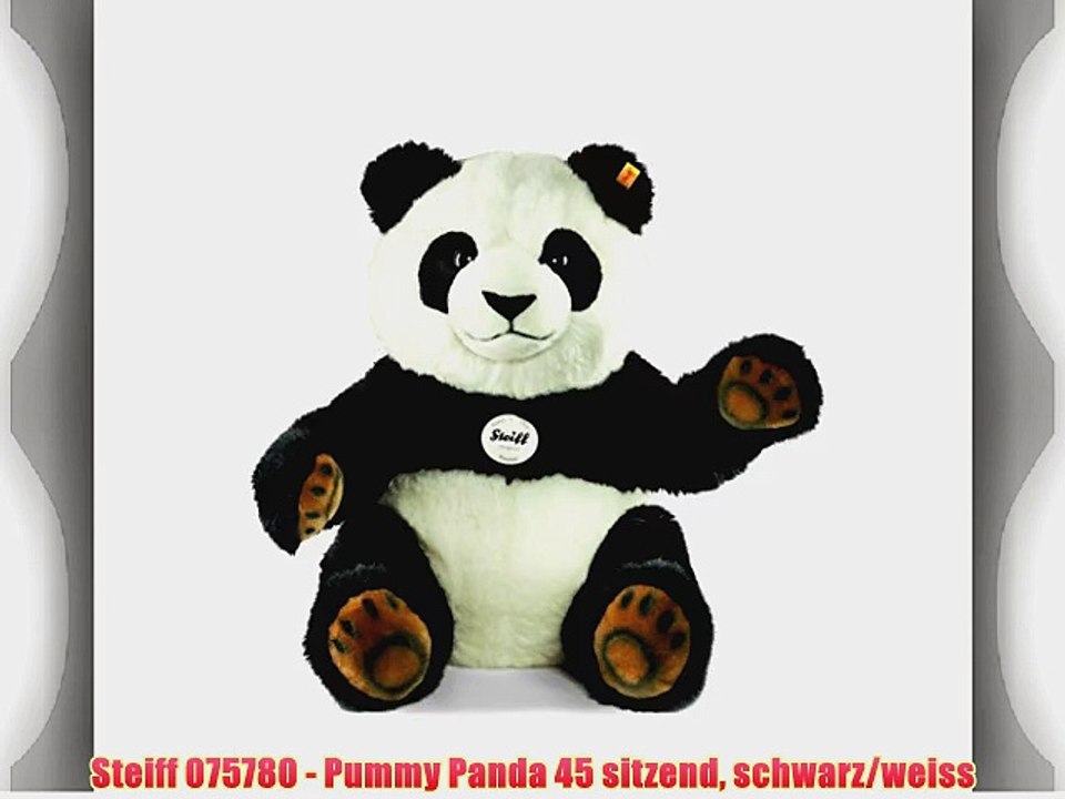 Steiff 075780 - Pummy Panda 45 sitzend schwarz/weiss
