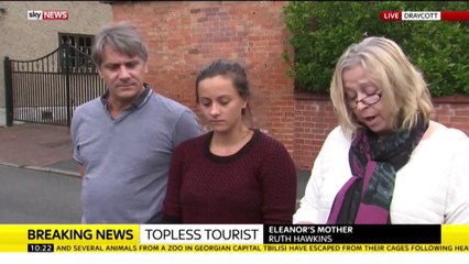 Topless tourist Eleanor Hawkins says she's 'truly sorry' in first statement with mum and dad