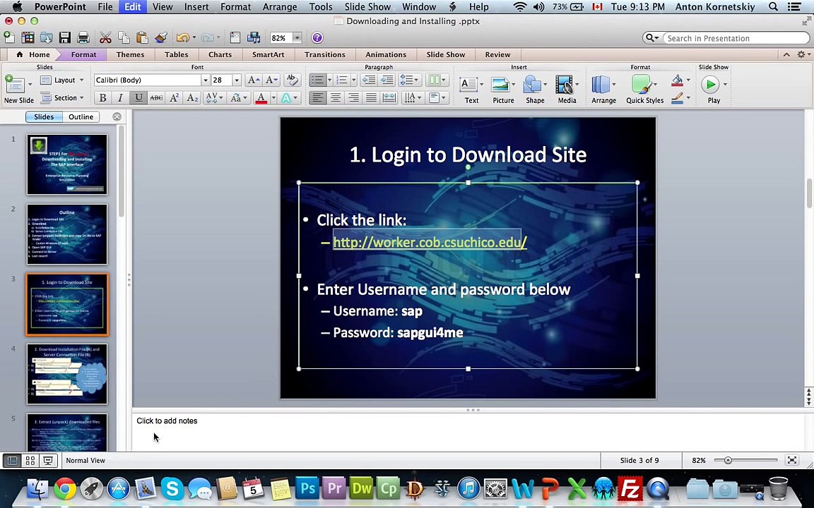 Installing SAP software for Assignment 1. Comm 226. Macintosh