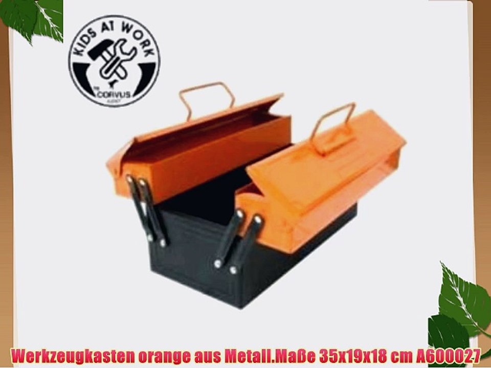 Werkzeugkasten orange aus Metall.Ma?e 35x19x18 cm A600027