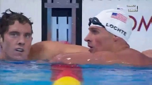 Séries 200m 4 nages H - ChM 2015 natation (Lochte s'arrête de nager à 20m de la fin !)
