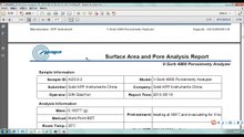 surface area and porosity determination measurement report by physisorption