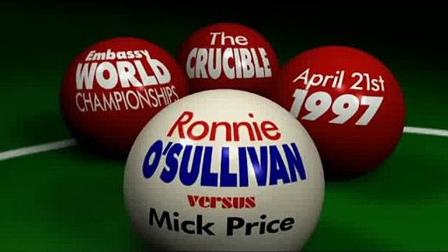 Ronnie O'Sullivan-1st 147 vs Price - Break Completed In World Record 5 Mins 20 Secs-1997-HD Snooker Video