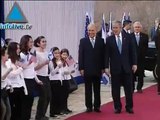 Children's Choir Greets Bush and Peres