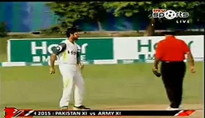 Shahid Afridi hit the six and take reaction on it