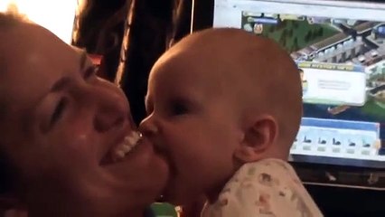 When Babies Attack!! Baby Tries to Eat Mom OR baby kisses; you decide hehehe.mp4