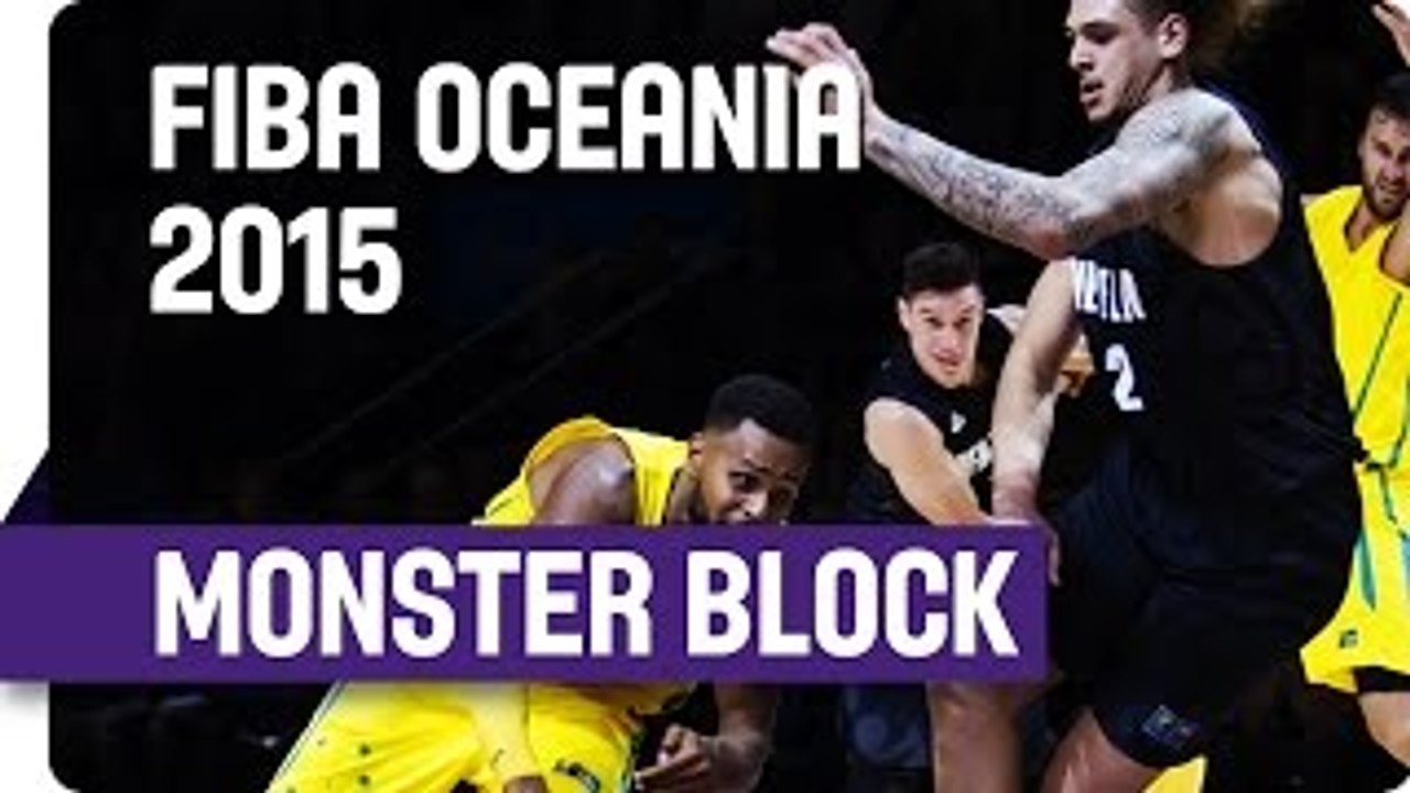 Isaac Fotu with the Monster Block! - 2015 FIBA Oceania Championship