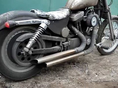 harley-davidson sportster 883C 2001 rat chopper sound handmade exhaust