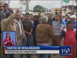 Taxistas no regularizados protestan en Carapungo