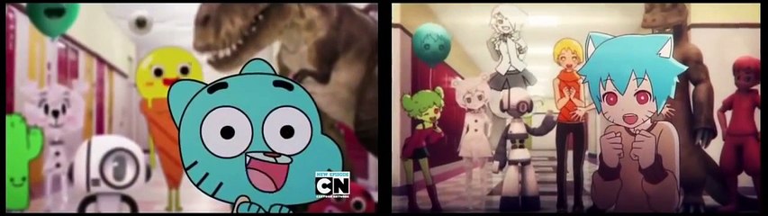 فيديو رائع - ماذا لو كان عالم غامبول المدهش أنمي ( مقارنة )