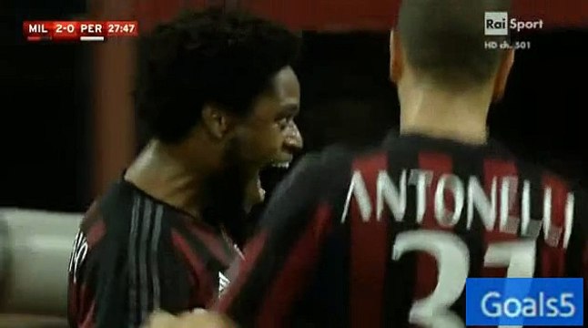 Luiz Adriano Goal AC Milan 2 - 0 Perugia Coppa Italia 17-8-2015