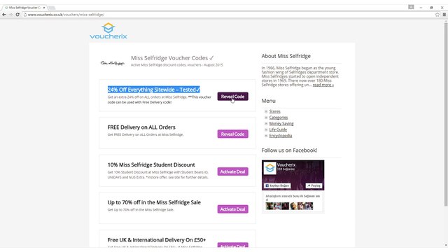 Miss Selfridge Voucher Codes, Discount Codes - How to Activate?