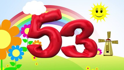 Bilingual Counting Numbers 51-60 english and spanish. Learning two languages for children