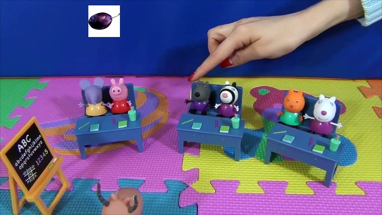Peppa Pig en français. Peppa Pig étudie des fruits, des legumes et les couleurs à l’école