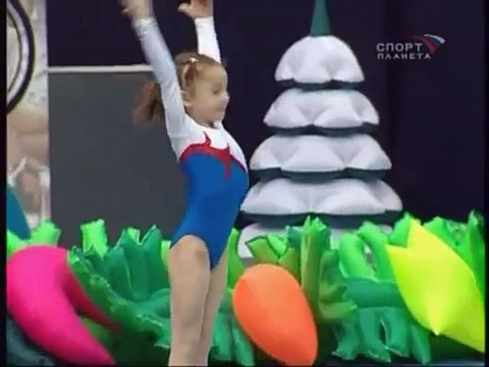 young russian gymnast floor