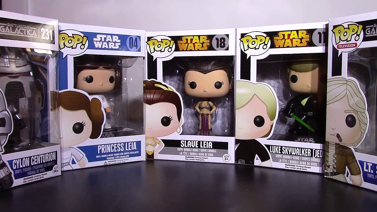 Funko Pop Vinyl Unboxing Starwars Luke & Leia & Battlestar Galactica starbuck & cylon