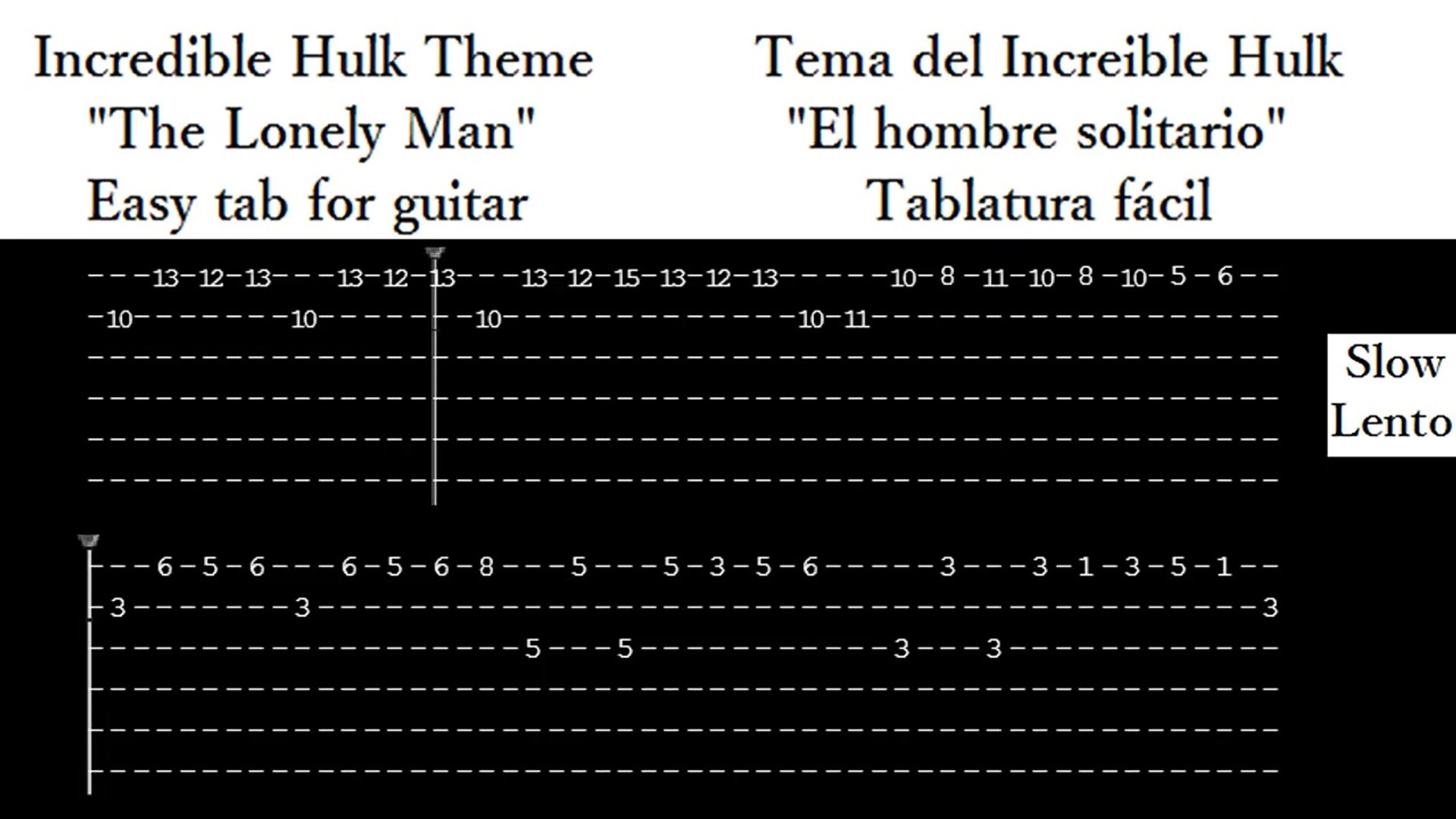 The Lonely Man The Incredible Hulk Theme Guitar Tab Easy Video Dailymotion