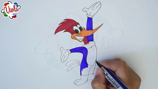 How to Draw Woody Woodpecker by Markers - Drawing Tutorial for Kids