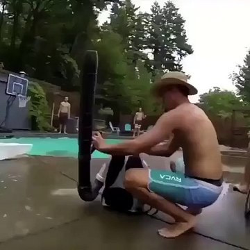 This is the most coordinated pool dunk EVER