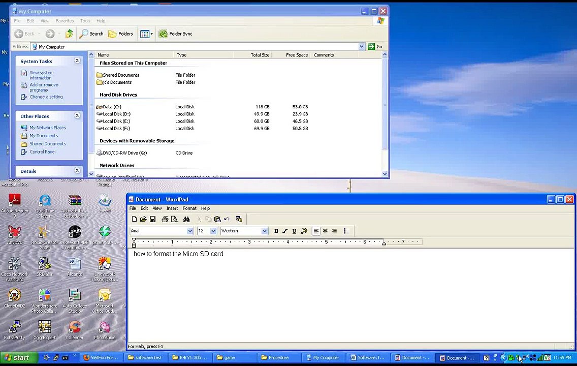 Format micro SD card